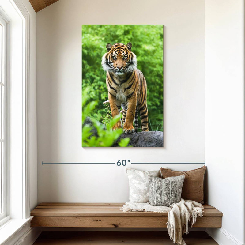 Brampt Tiger In Green Forest, 45" H x 30" W