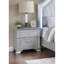 Table de chevet à 2 tiroirs gris argenté de style classique avec rayures scintillantes éblouissantes et poignée en forme de cristal, table de chevet en bois massif, armoire contemporaine, poignée à ouverture sur pattes, chambre à coucher