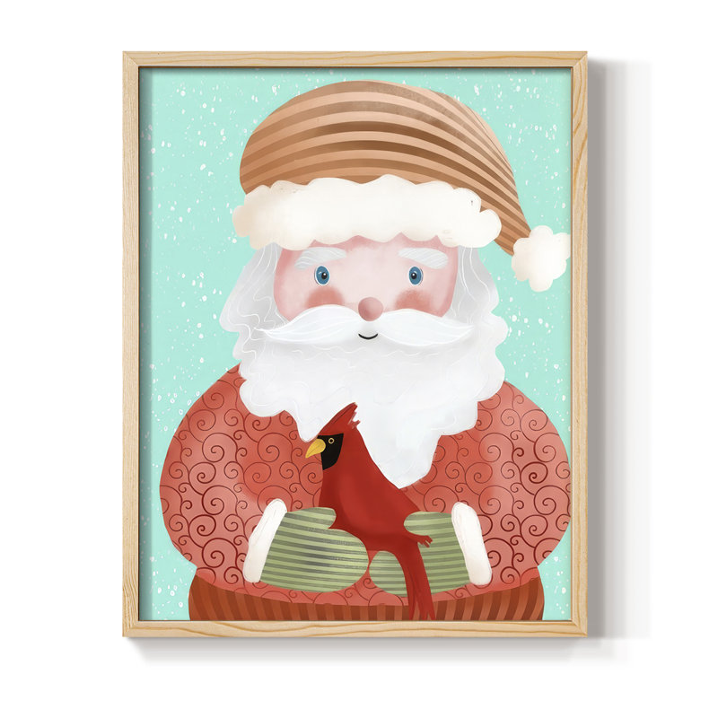 Santa Pack I, reproduction encadrée - bois massif, H 30 po x l 24 po, Naturel