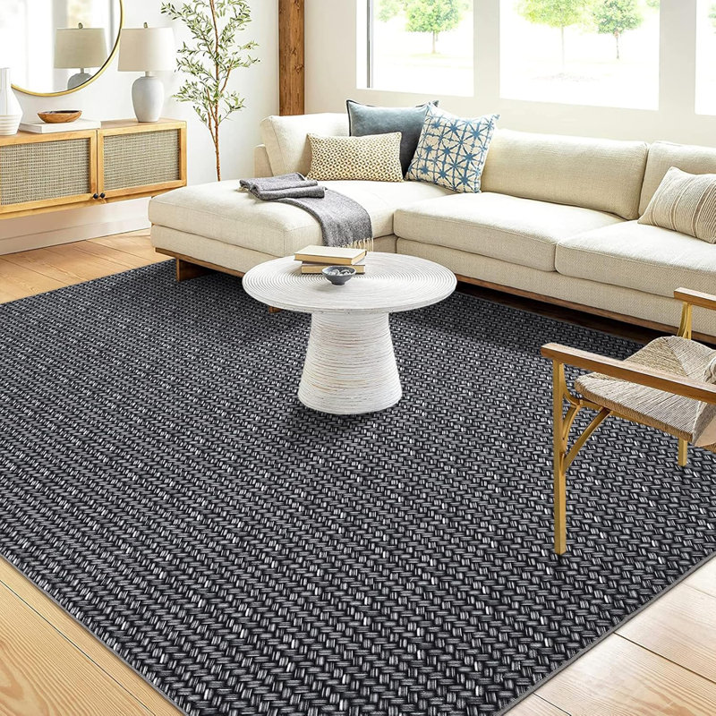 Tapis lavable 8 x 10 - antidérapant, doux, à poils courts, moderne, abstrait et pliable, idéal pour le salon, la chambre de bébé, la salle à manger et la salle à manger.