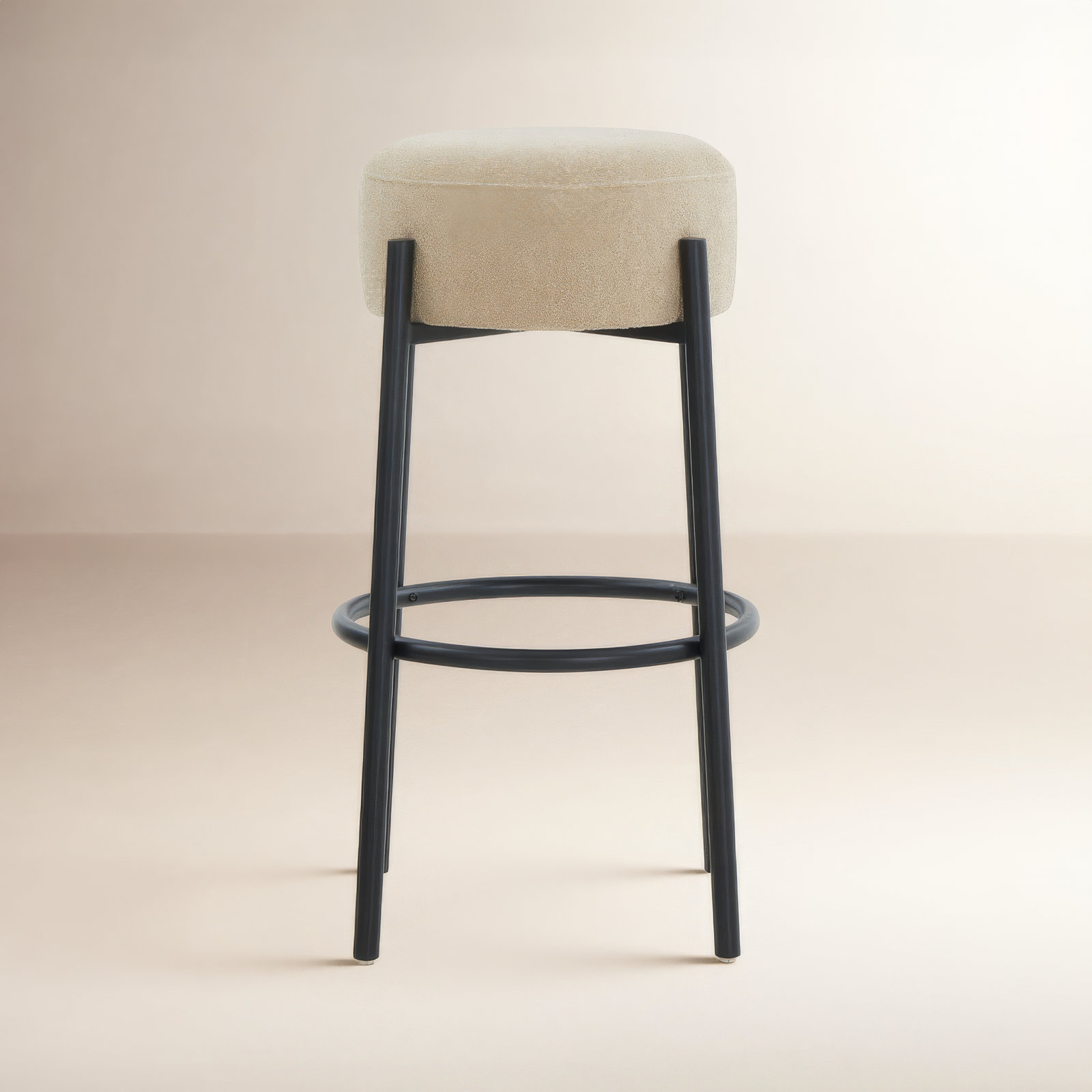 Colombe Metal Leg Bar & Stool, Bar Stool (30" Seat Height), Boucle-Tan