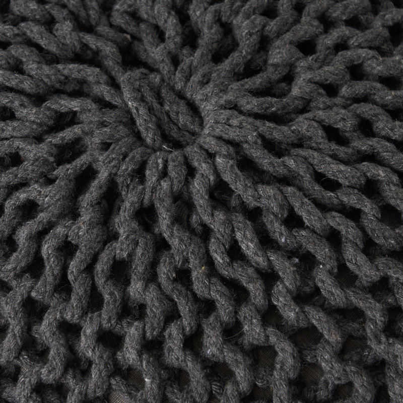 Pouf rond 19,75 po Moreland, Coton gris foncé
