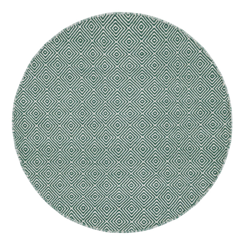 Traetyn Flatweave Wool Geometric Indoor Rug, Round 4'1"