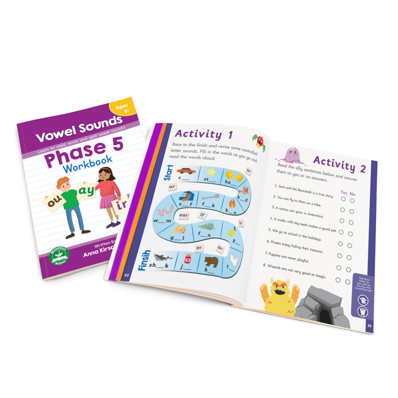 Junior Learning Phase 5 Vowel Sounds Educational Learning Workbook - Learn To Read, Write And Spell Vowel Sounds