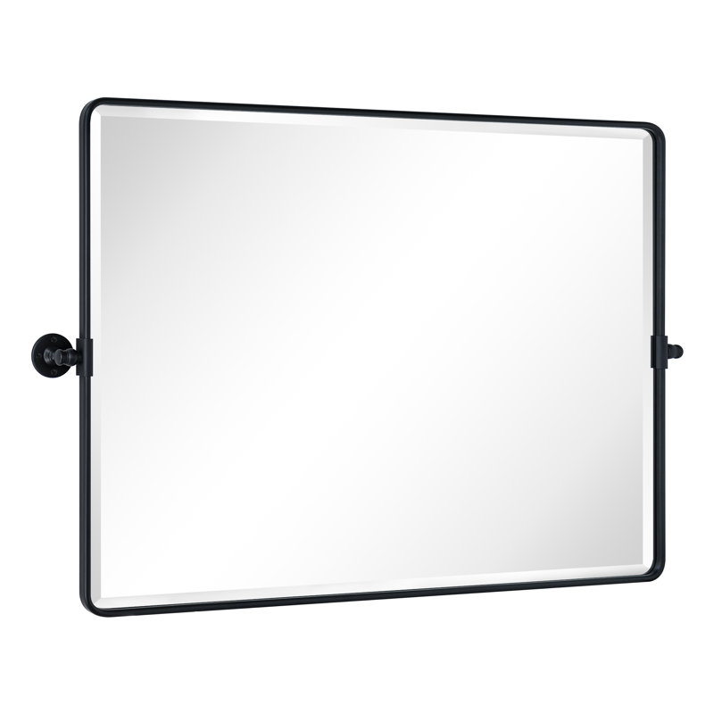 Beveled Pivoting Mirror, Matte Black, 30" x 40"