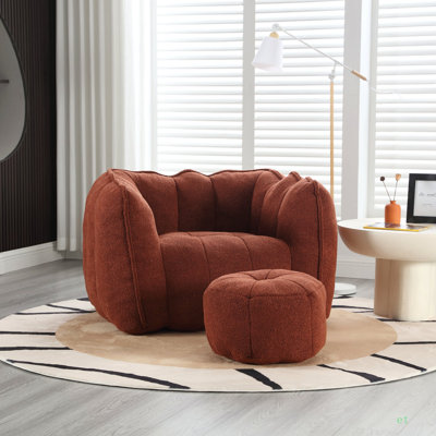 Soft Bean Bag Chair With High Resilient Foam(Chips)For Living Room And Bedroom,Comfortable Square Lazy Sofa With Footstool, Cover For Adults To Gaming by Trule