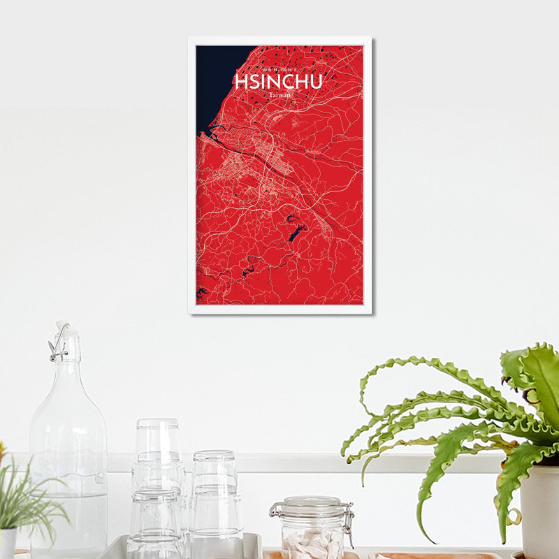 Hsinchu City Map In Nautical - No Frame Print, 17cm H x 11cm W x 0.05cm D