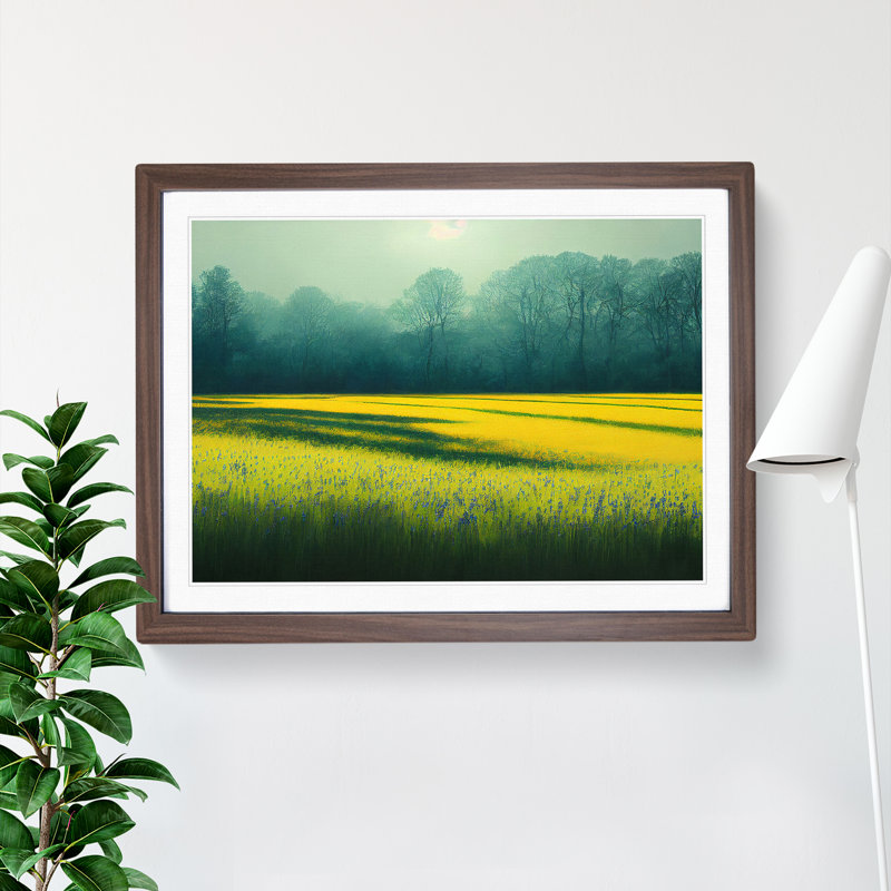 Irresistible Bluebell Field - Single Picture Frame Print, 25cm H x 34cm W x 2cm D, Walnut Framed
