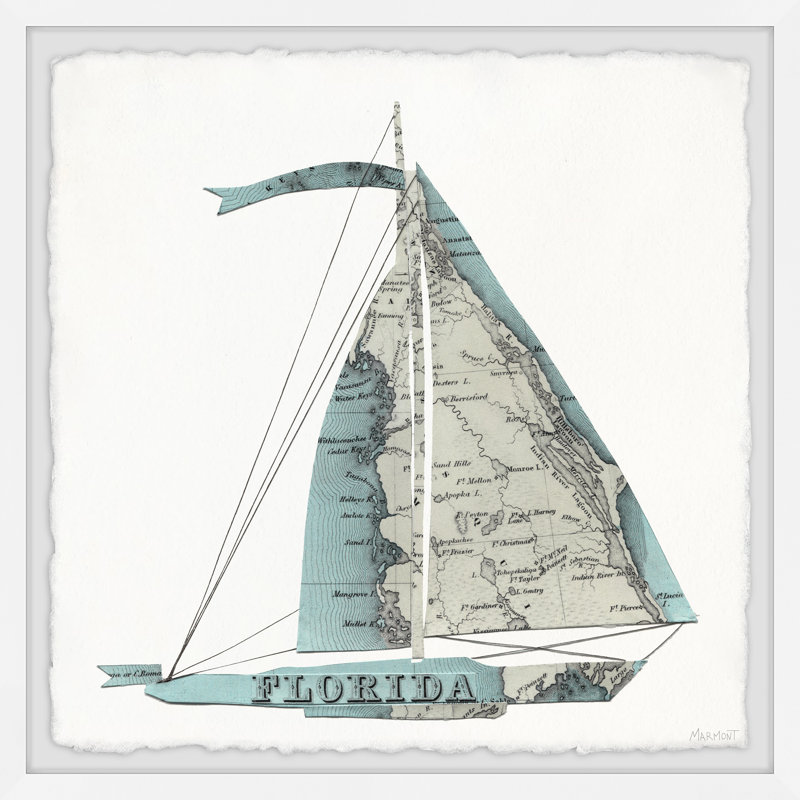 " Florida Sailing Boat ", 18" H x 18" W x 1.5" D