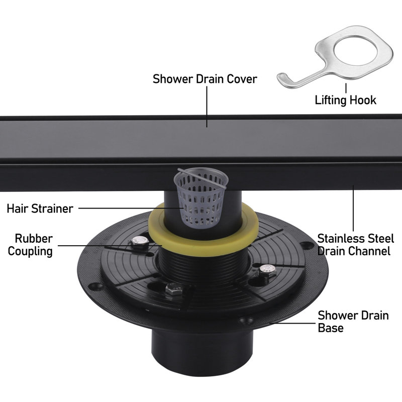 32-Inch Matte Black Stainless Steel Linear Shower Drain