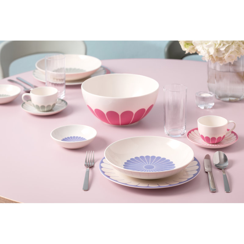 Villeroy & Boch Fleur Couleur Collection Salad Bowl, Premium Porcelain, Made in Germany, Dishwasher and Microwave Safe, Medium Bowl for Serving Side Dishes, 84.5 oz Capacity, 9.5x4.5 in, Multicolored