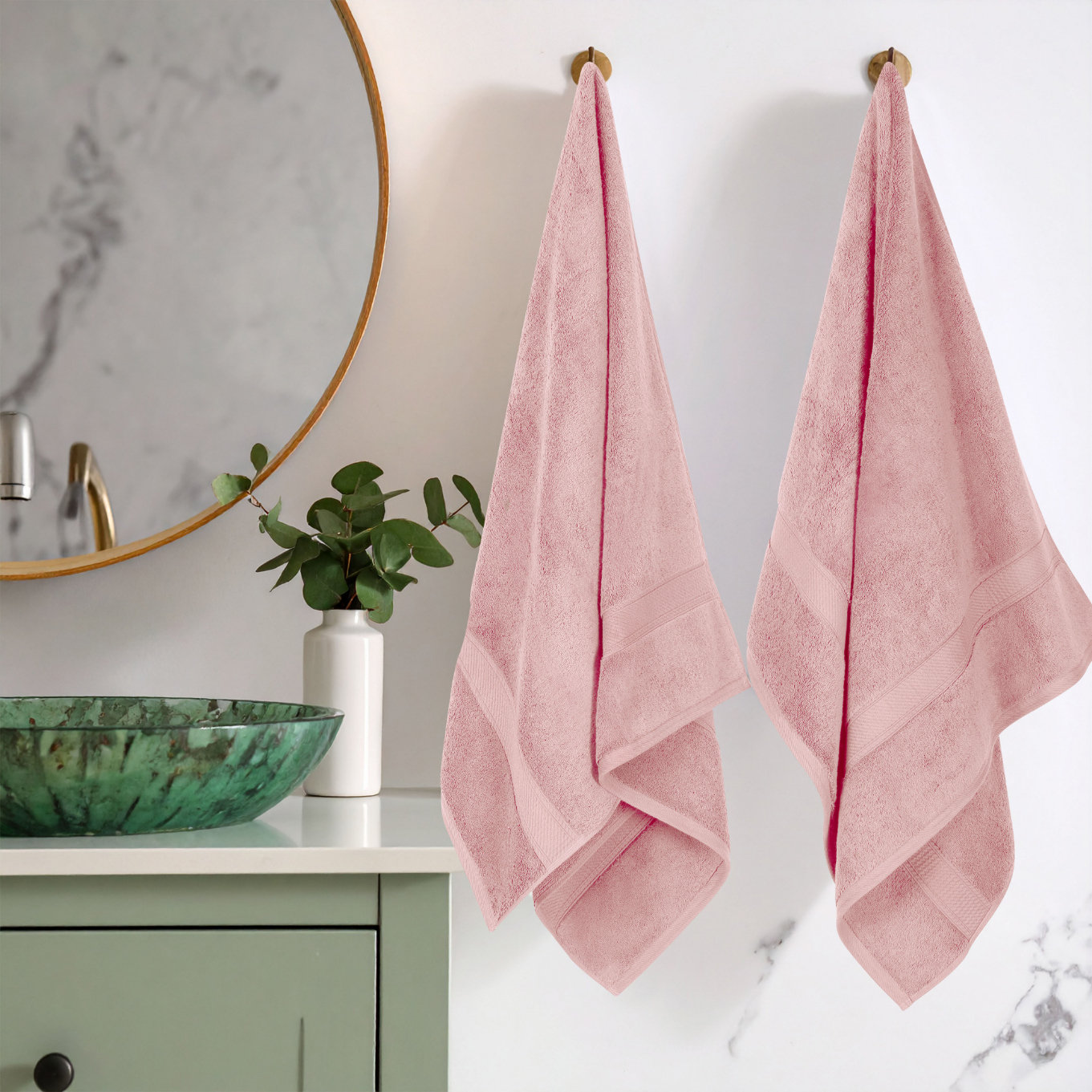 2-Piece Egyptian Cotton Bath Towel Set, Tea Rose
