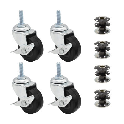 1-1/8in. Round Metal Double Star Caster Insert With Brakes