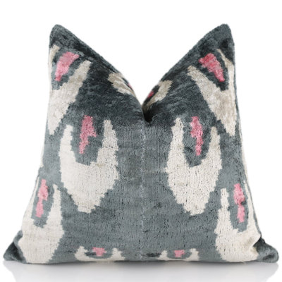 Gray & Blush Velvet Throw Pillow – 16X16 | Handmade Luxury