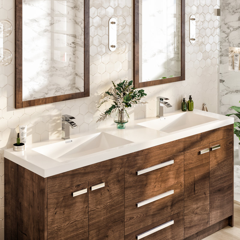 Wauconda 59" Double Bathroom Vanity Set, Rosewood