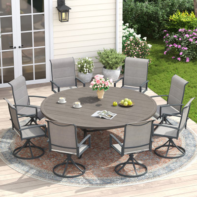 63" Patio Dining Set With Foam-Padded Swivel Chairs