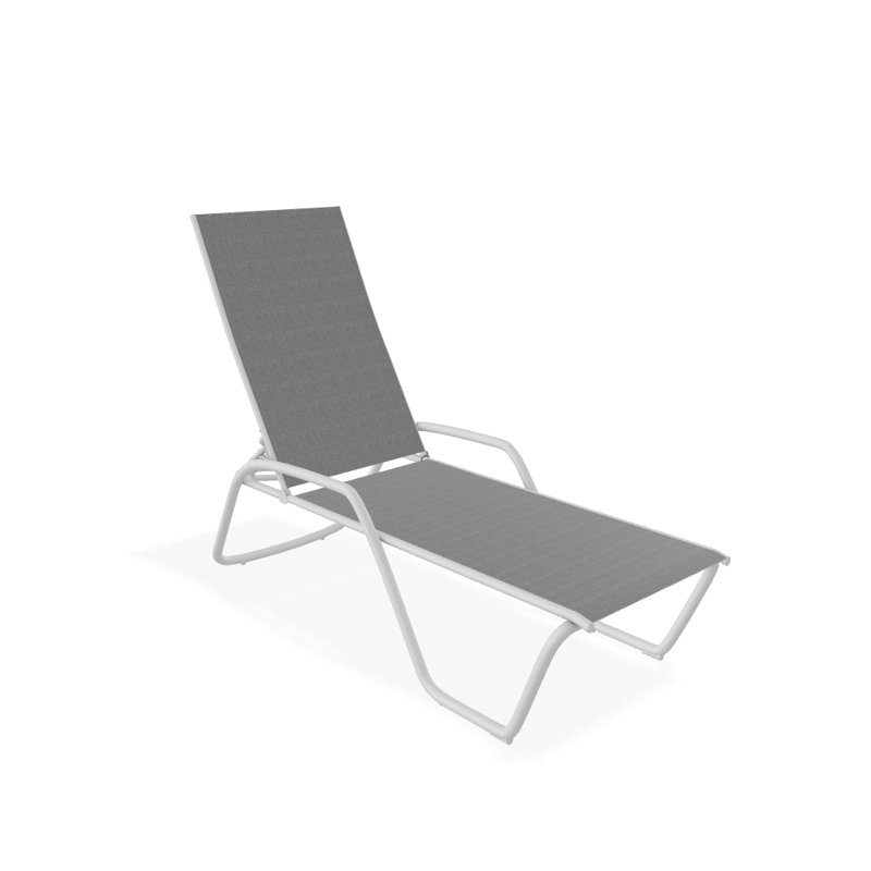 Outdoor Rust-Resistant Metal Chaise Lounge, Titanium Sunbrella®, Textured White