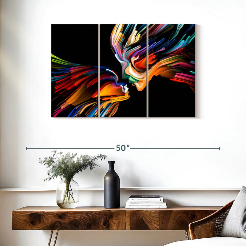 Love Love - 3 pièces, reproduction sur toile tendue, H 24 po x l 38 po x P 1,25 po
