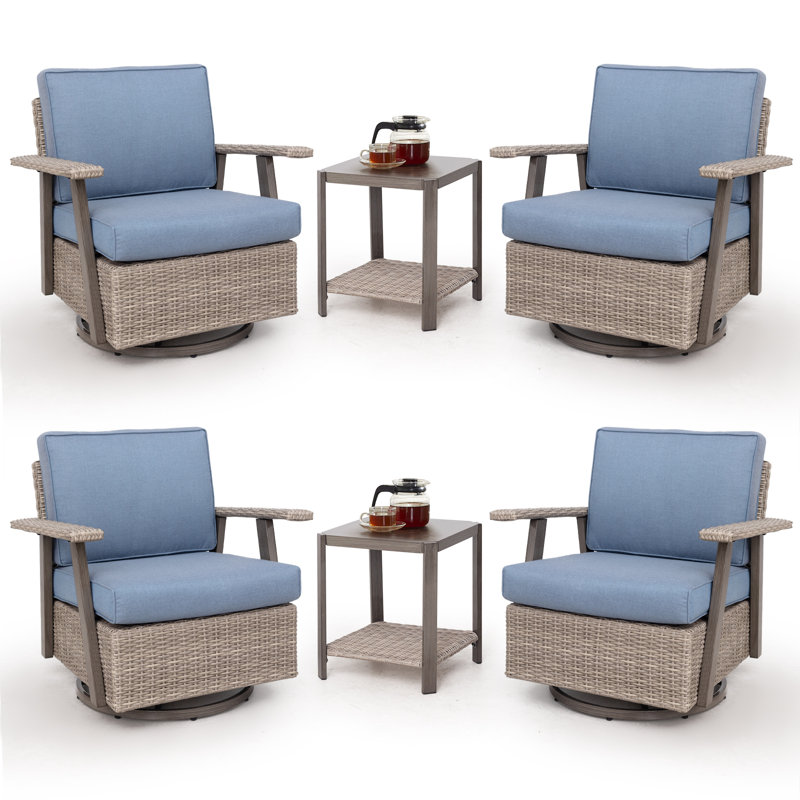 Fauteuil de patio 6 pièces 6 pièces, Bleu clair