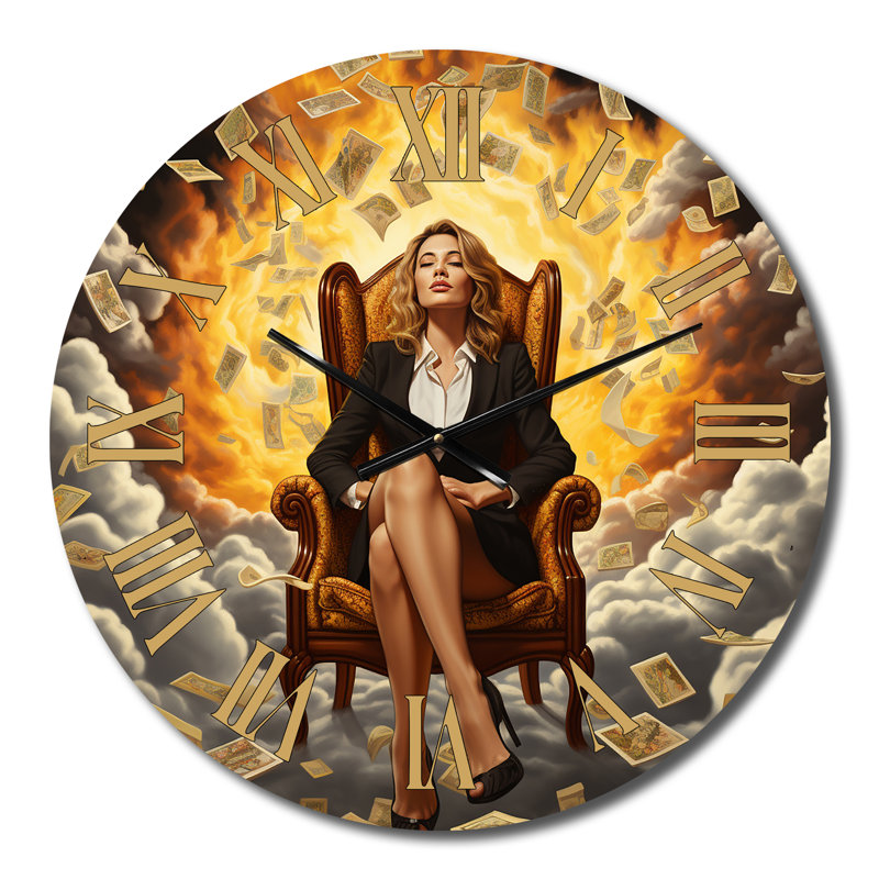 Horloge murale Billionaire Mindset Business Woman Abundance II, Moyenne