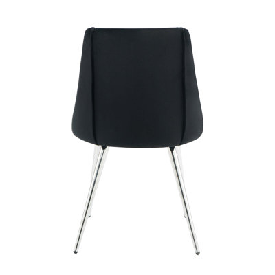 Modern Velvet Dining Chair Home Bedroom Stool Back Dressing Chair Student Desk Chair Metal Legs
