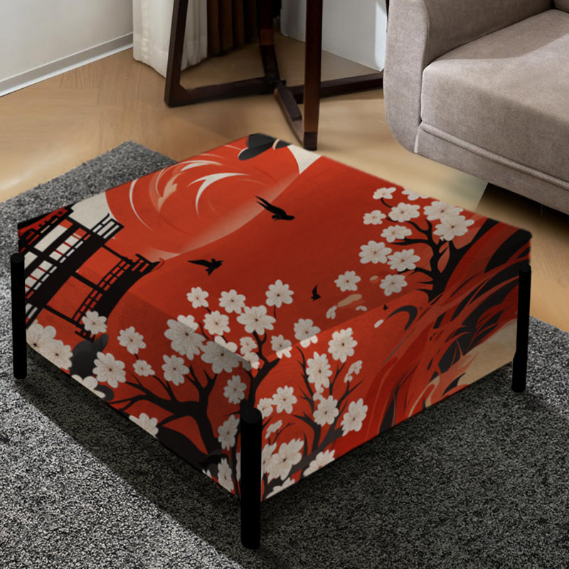 Motif japonais de la porte rouge Torii - grand repose-pieds carré japonais