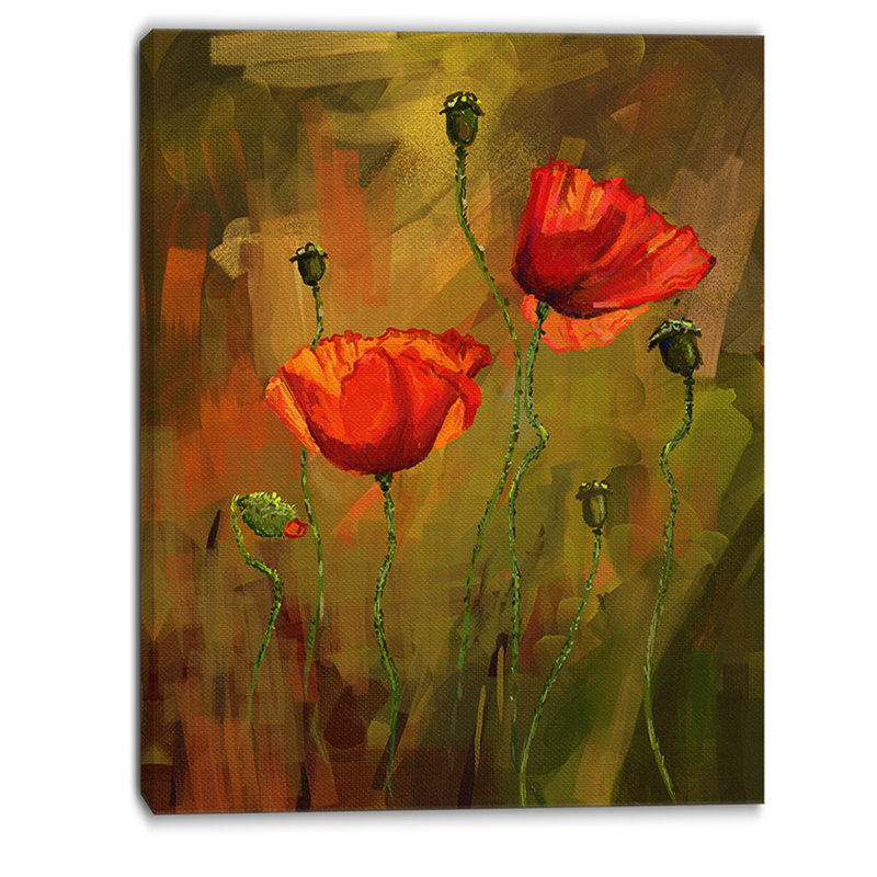 «Poppy Flowers», peinture, H 40 po x l 30 po x P 1,5 po, Toile tendue