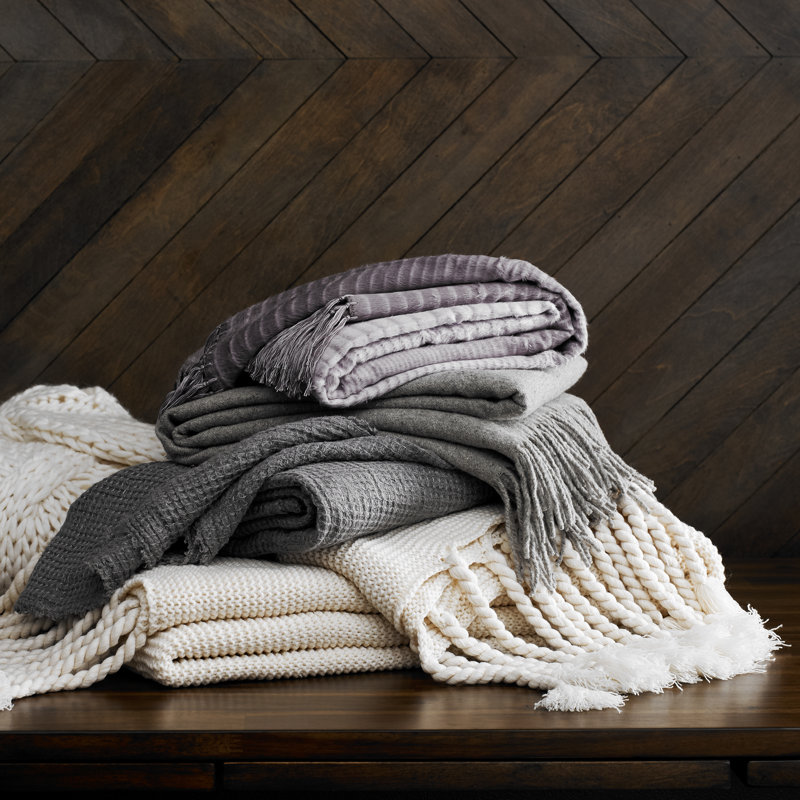 Hand Woven Throw Blanket, Steel Grey