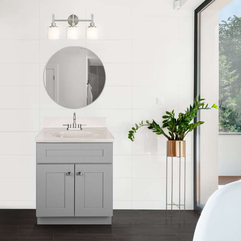 Meuble-lavabo de 25 po avec plateau, prêt à assembler, Sherwin Williams - Design House, 584722, Tourbillon ivoire, Gris