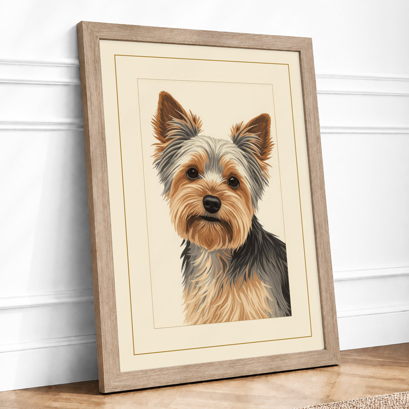 Gentle Terrier Portrait Modern - Framed Print, A3 - 42.0 x 29.7 cm, Oak