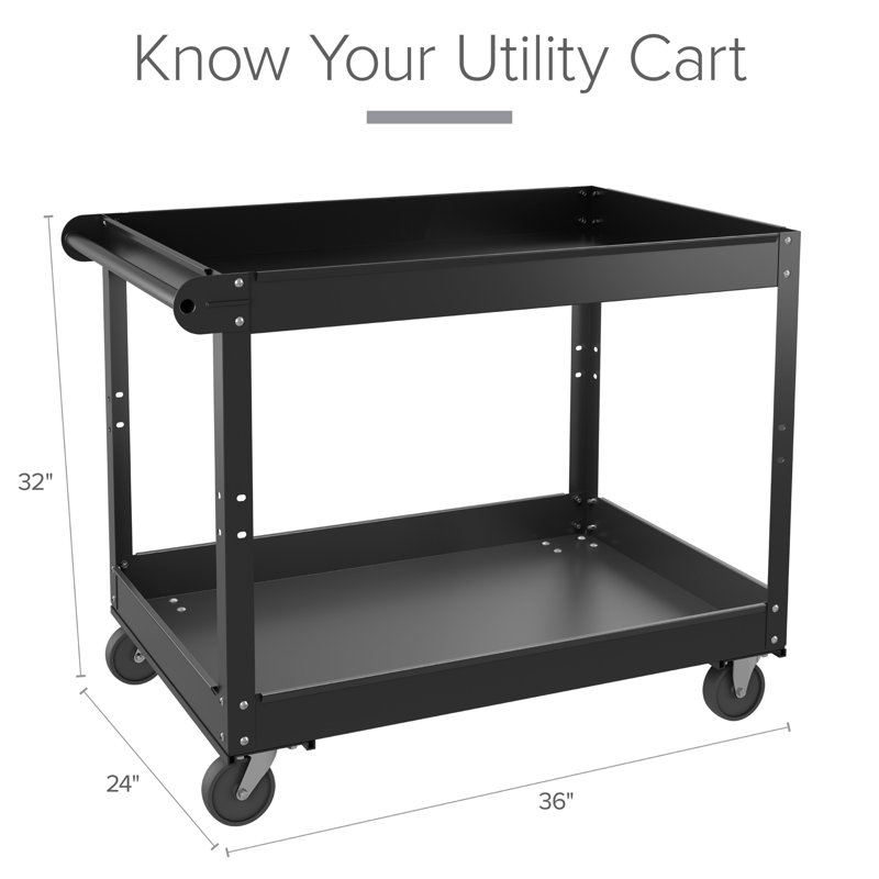 32'' H Utility Cart with Wheels, 32" H x 36" W x 24" D