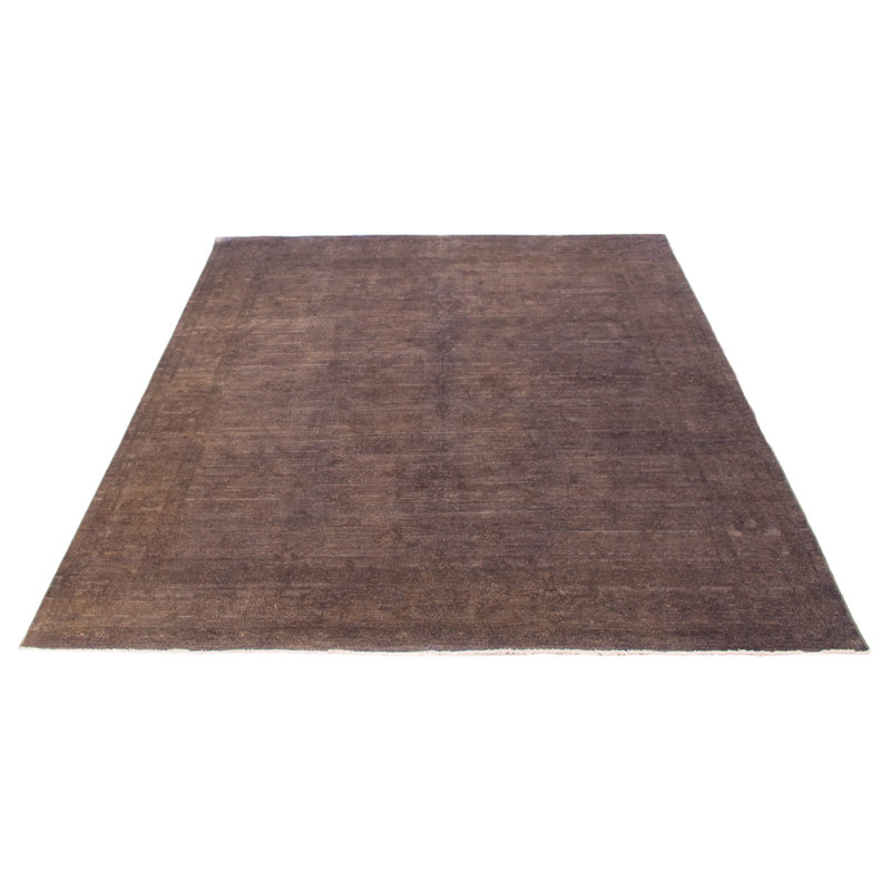 Tapis gris noué à la main unique 8 pi 0 po x 9 pi 5 po