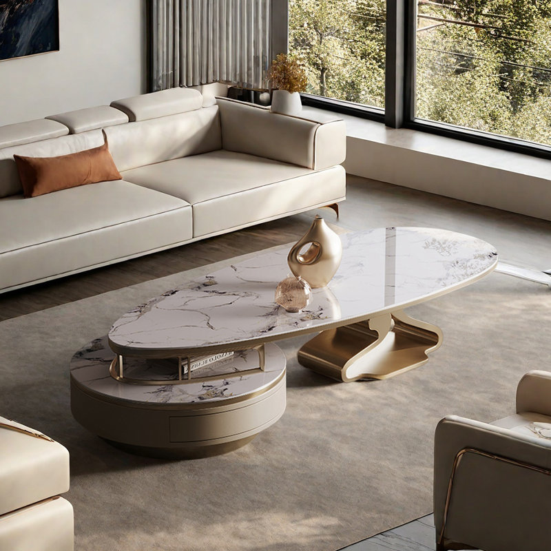 Modern microcrystalline stone coffee table