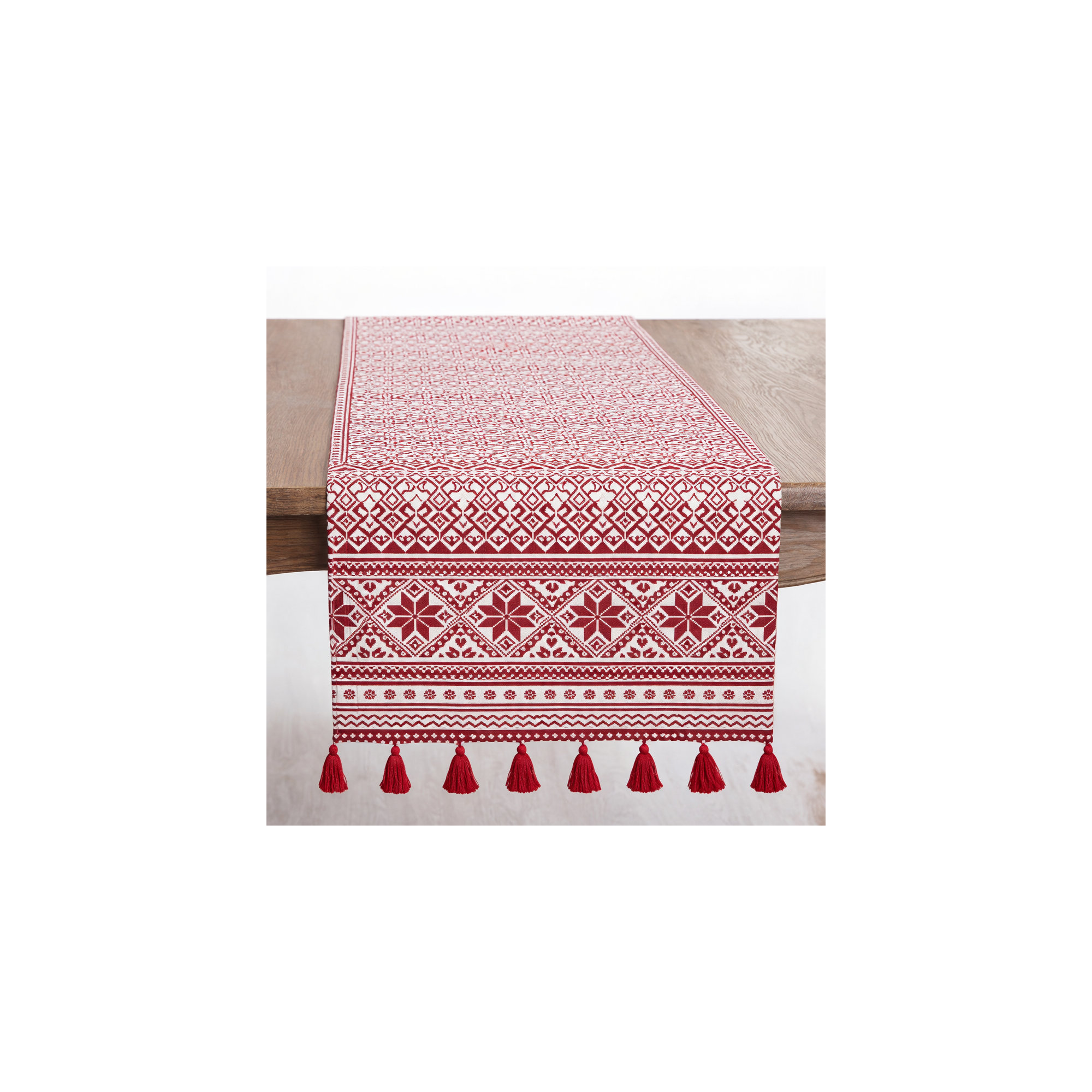 Jayapura Geometric Christmas Table Runnner, 16" x 120"