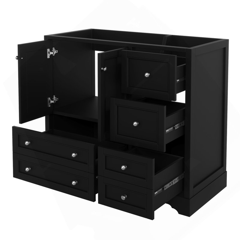 Meuble-lavabo 36 po sans lavabo, meuble-lavabo autoportant avec 4 tiroirs de rangement et tablette, portes à fermeture douce 