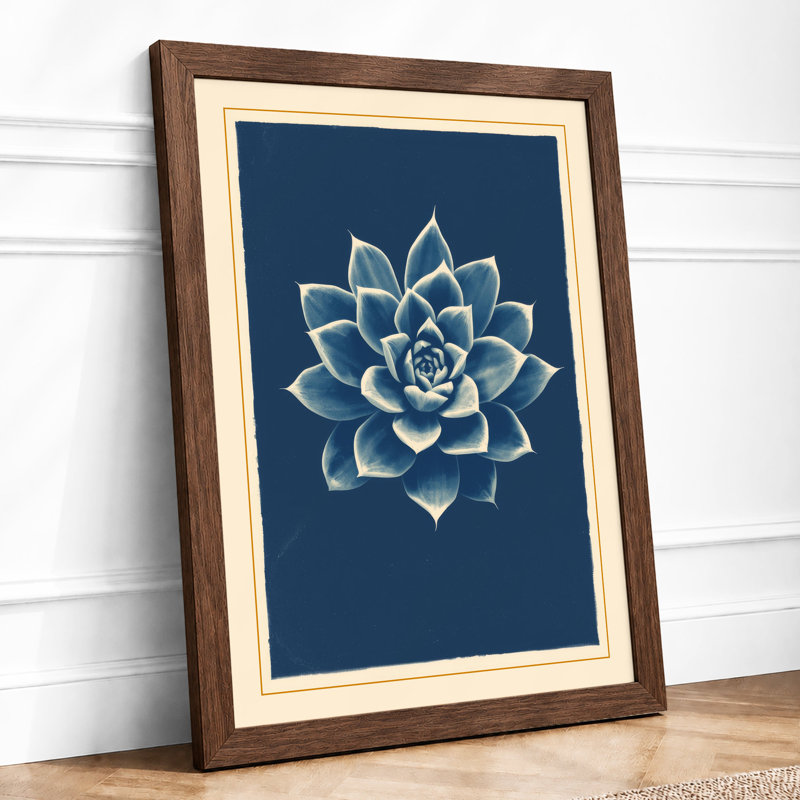 Geometric Succulent Botanical - Print, A2 - 59.4 x 42.0 cm, Walnut