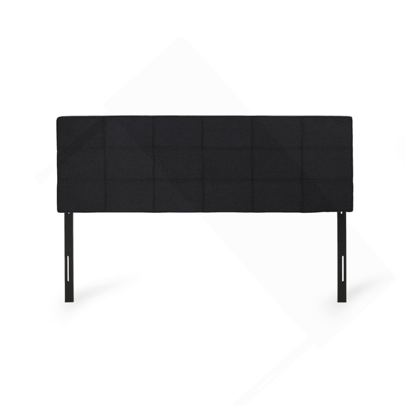 King Size Headboard, Linen Upholstered Headboards With Metal Leg, Square Stitched Design, Adjustable Height Cal King Headboard In Bedroom