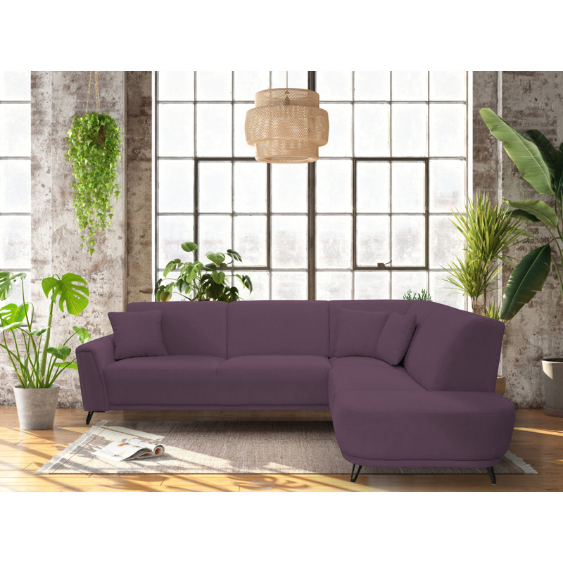 Vecellio 4 Seater Corner Sofa , Right facing, Purple