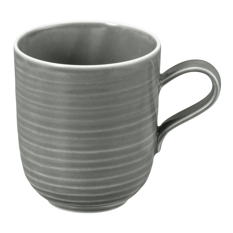 Gray Ceramic Round Beverage Mugs Set of 4