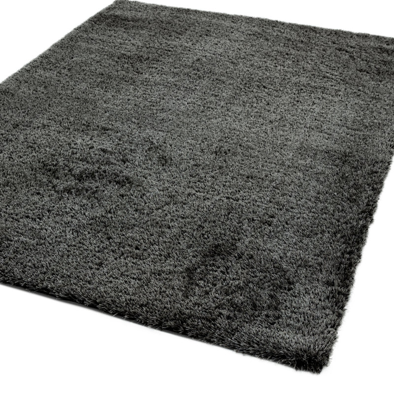 Natonia Shiny Shaggy Charcoal Area Rug, Rectangle 120 x 170cm