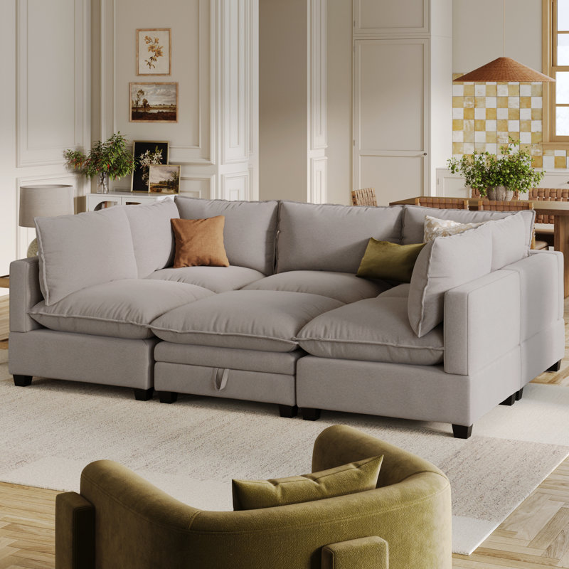 Canapé modulaire sans accoudoirs Somerdale, Lin beige