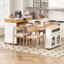 Table de salle à manger extensible avec plateau pliable extra-long, îlot de cuisine roulant avec tiroirs, prise de courant et armoire de rangement-539420724