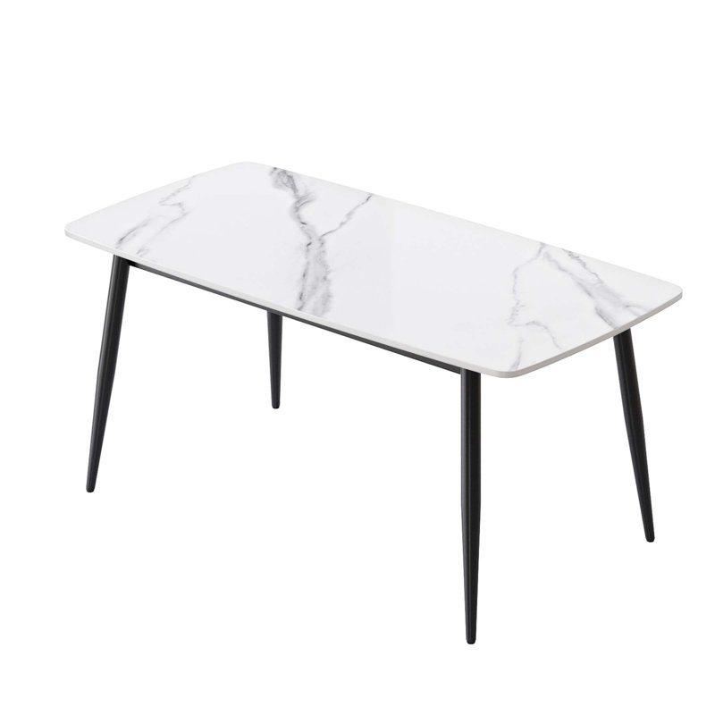 Table de salle à manger 62,99 po, Blanc, Noir