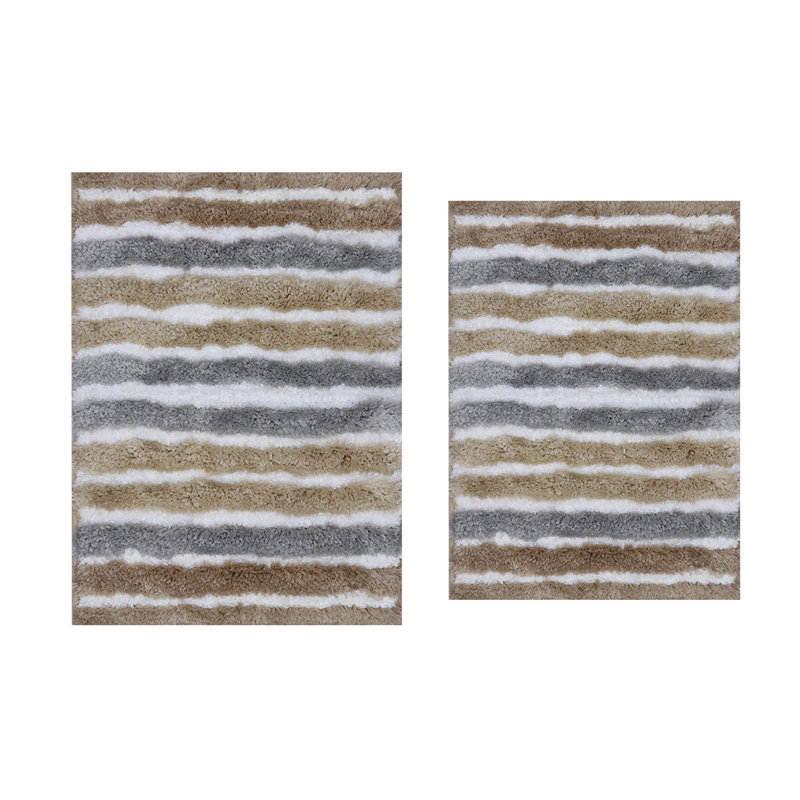 Bathroom Rugs Set of 2, Ultra Soft Microfiber Mats, Absorbent & Quick Drying, Non-Slip Rubber Backing, Machine Washable Bathroom Mats, Sink – 20x32, 24x40 Linen