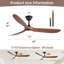  Ventilateur de plafond de style moderne à 3 pales de 60 po avec télécommande Nicola-543563002