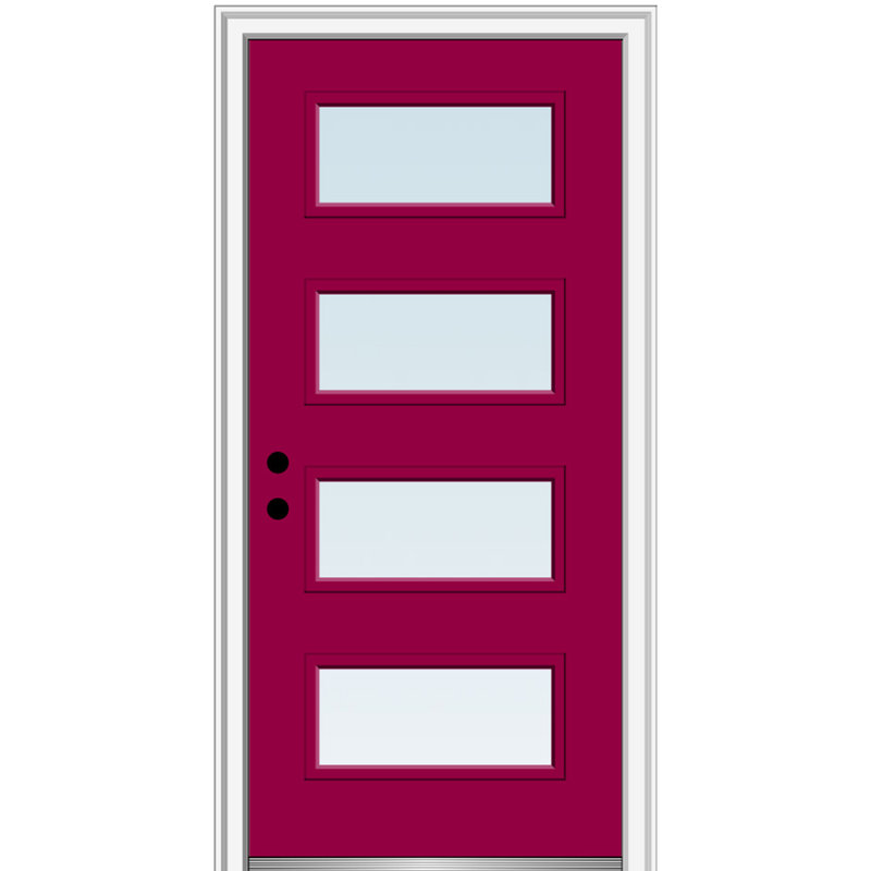 Bahama Blue 36" x 80" Fiberglass 4-Lite Exterior Door