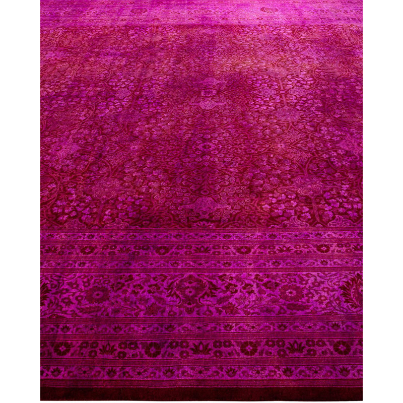 Squalle One-of-a-Kind 10' 10" X 15' 10" New Age Rectangular Wool Area Rug Pink