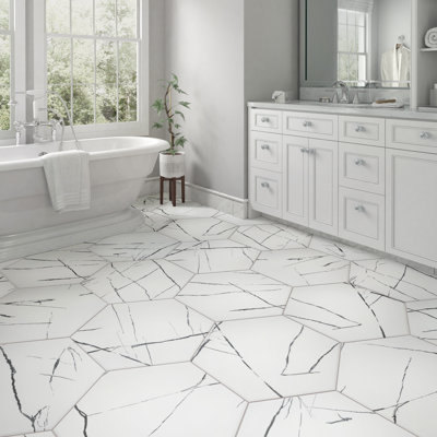 Visium Hex 17" x 20" Porcelain Marble Look Floor and Wall Tile