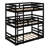 Twin Over Twin Over Twin Rubber Wood Triple Bunk Bed – Two Built-In Ladders, Guardrails & Detachable Design-1434985109