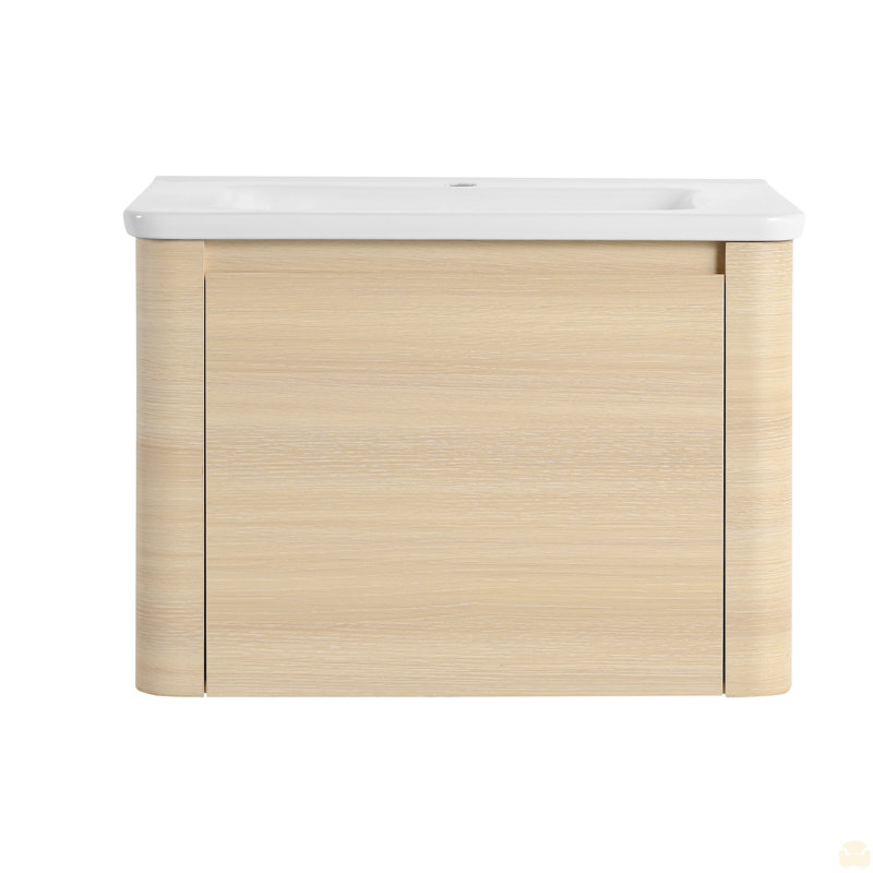 Meuble-lavabo mural 28 po avec lavabo en céramique blanche et porte à fermeture en douceur, emballage KD, contreplaqué, 28"